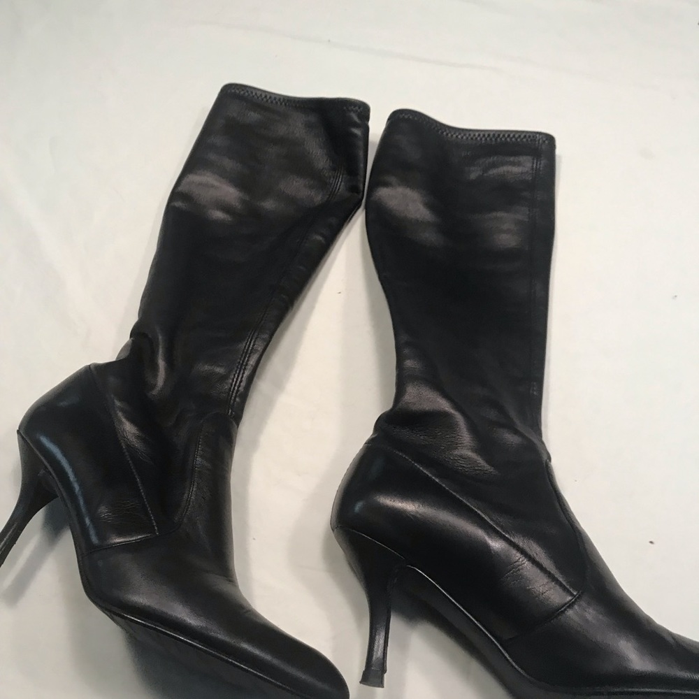 Black Leather Pull On Boots